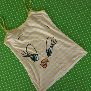 Vintage Tweety bird yellow and white striped camisole y2k cute looney tunes.
